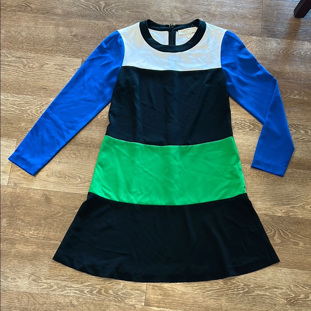 KORS Michael Kors Black and White A-Line Dress with Peter Pan Collar